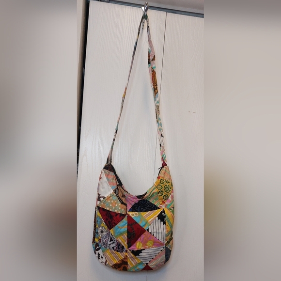 Boho Colorful Patchwork Crossbody Hippie Cotton Pouch Indie Tote Batik Hip Hop - Picture 7 of 8